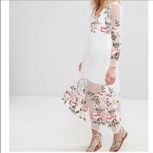 ASOS sheer back mini dress with overlay.